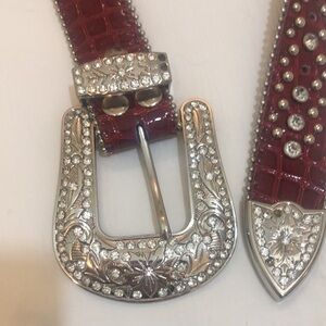 Western Leather Bling Belt Large Buckle Size M/L.